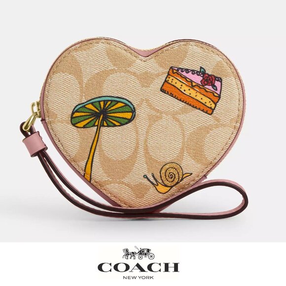 ❤️ Coach X Observed By Us Heart Coin Case In Signature Canvas - Picture 2 of 10